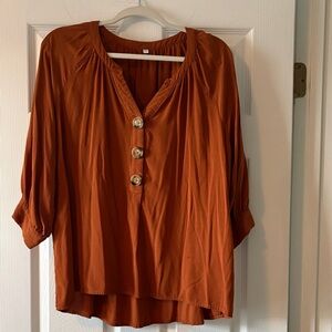Elegant Rust Button-Down Blouse
